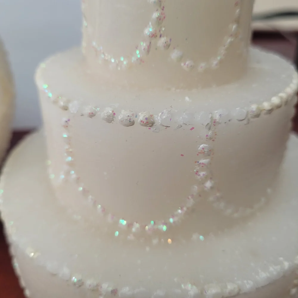 Crate&Barrel Ivory Wedding Cake Tiered Candle Trio